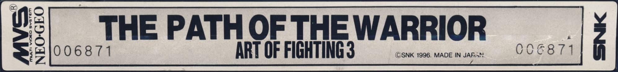 Art of Fighting 3 — official cart label