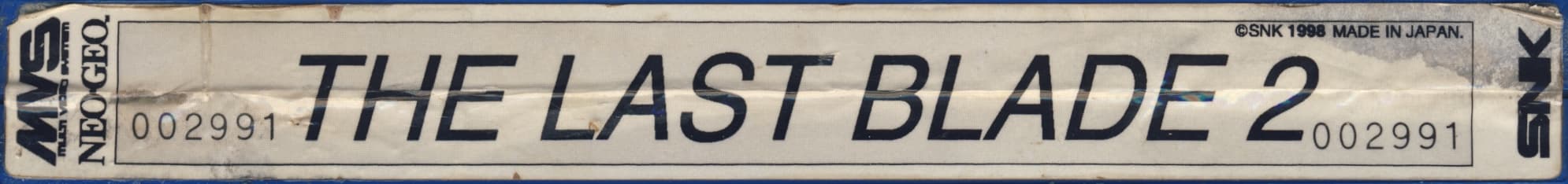 Last Blade 2 — official cart label