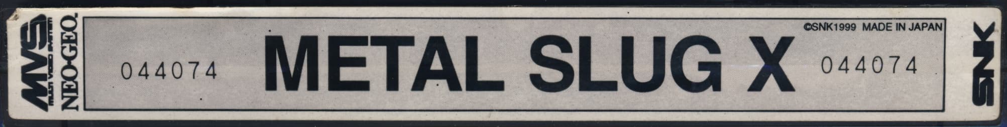 Metal Slug X — official cart label